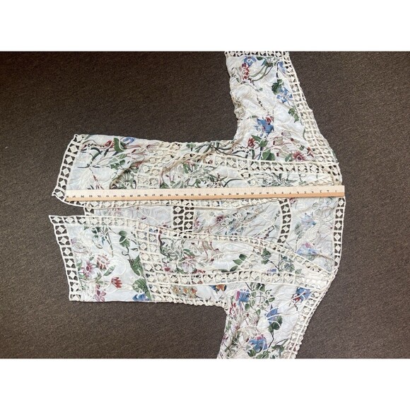 NWT Kimono/Cover Up One Size Embroidered/Crochet Beautiful Print/Colors Cruise - Picture 6 of 16